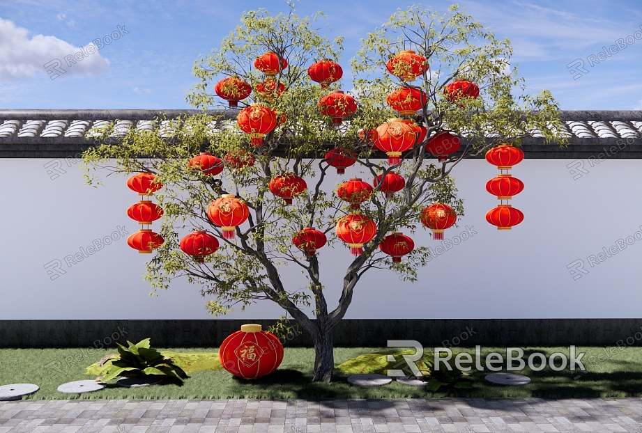 Lantern Tree Meichen New Year Lantern Lantern Lantern Festival Decorative Light Red Lantern Festival Lantern Spring Tree model