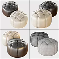 Stylish Leather Tufted Ottoman Design in Black and Cream Colors for Modern Interior Spaces