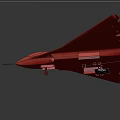 Gray Fighter Jet With Red Emblems And Jet Engines Emitting Flames And Blue Trails 3d model