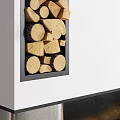 Modern Fireplace With Wood Storage And Illuminated Flames In Sleek Design