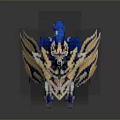 Fantasy Mythical Blocky Creature With Blue Wings Yellow Mane And Intricate Design