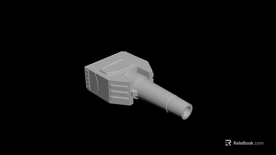 Gray Industrial Mechanical Component With Cylindrical Pipe And Square Structure 3d model 
