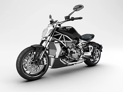 Modern Sporty Motorcycle Design With Metallic Frame Black Seat And Large Wheels 3d model