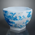 Exquisite Blue and White Carved Bowl With Intricate Sculpted Patterns and Ceramic Design