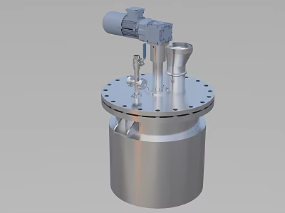 Industrial Stainless Steel Mixing Vessel With Motor And Flange Top Structure 3d model