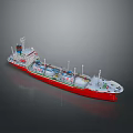 Red and White Liquefied Gas Carrier Ship With Storage Tanks And Upper Deck Structure