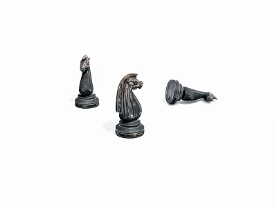 Black Chess Pieces With Standing And Fallen Figures On White Background 3d model