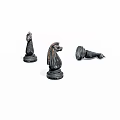 Black Chess Pieces With Standing And Fallen Figures On White Background 3d model