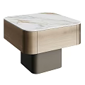Elegant Modern Coffee Table Set Featuring Two Tier Marble Top And Light Wood Base 3d model