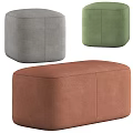 Stylish Upholstered Ottoman Set With Brown Green And Gray Hues For Living Room