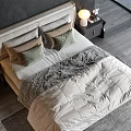 Modern Double Bed Bedroom With Cozy Bedding Pillows Nightstands And Window View