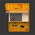 Orange Two Tiered Food Stall With Humana Logo Windows And Counter