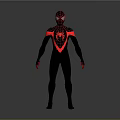 Spider Man Superhero Character In Black Red Costume With Spider Logo Design