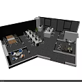 Modern Public Office Space Layout With Open Work Desks Conference Table And Green Plants