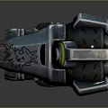 3D Rendered War Hammer With Mechanical Head And Long Metal Handle