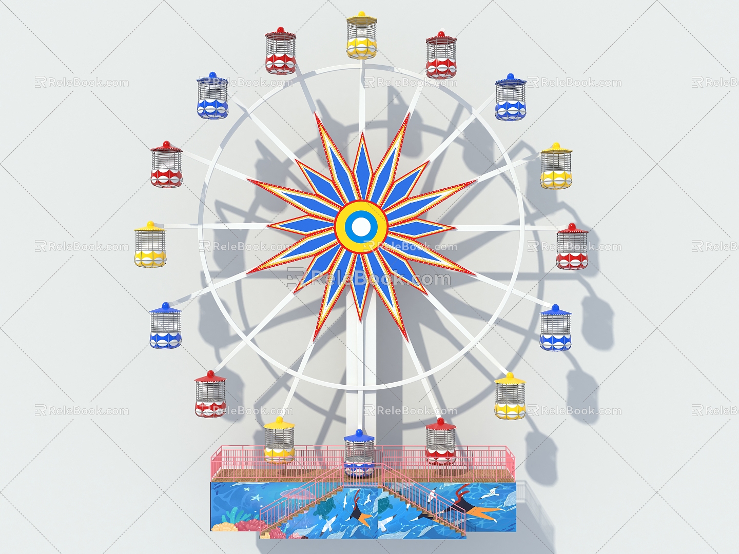 Ferris wheel fancy basket-style viewing bus 3d model