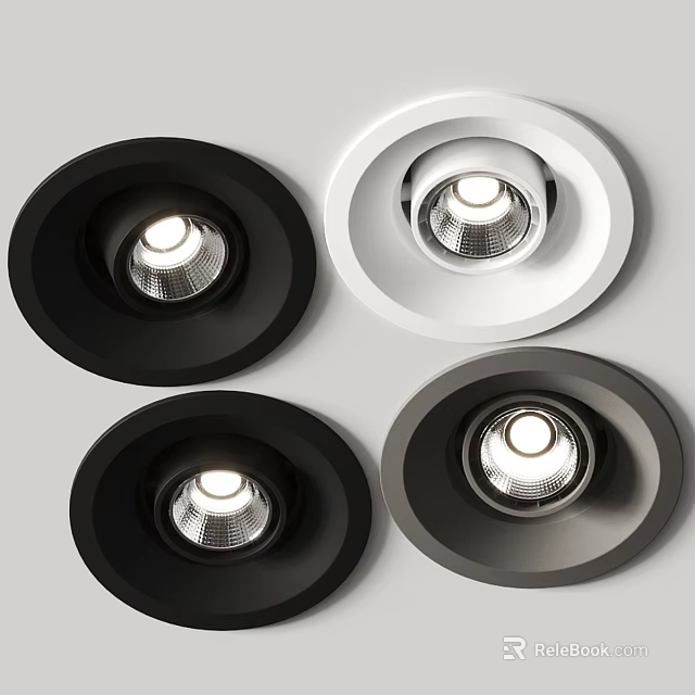Modern Recessed Spotlights With Black White Gray Finishes And Sleek Design 3d model 