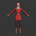 Game And Movie Character With Pink Hair In Red Dress Black Stockings And Red Boots