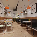 Modern Seafood Noodle Restaurant Exterior With Glass Front And Dining Tables
