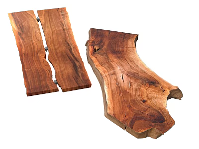 Natural Wood Slabs With Joined Pieces And Irregular Shapes Featuring Natural Texture 3d model