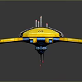 Yellow And Gray Circular Spacecraft With Yellow Supports Red Antennas Number 05 For Space Exploration