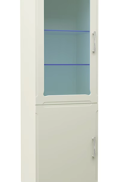 White Entryway Cabinet Sideboard With Glass Door And Blue Line Storage Shelf 3d model