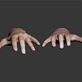 Human Hands with Palms Facing Each Other and Fingers Spread on Dark Background with Reflection