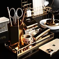 Elegant Modern Decorative Ornament Set With Gold Metallic Elements And Desktop Accessories