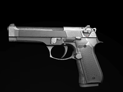 Classic Semi Automatic Pistol With Stainless Steel Body And Ergonomic Grip Design 3d model