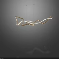 Modern Curved Chandelier Featuring LED Light Strip And Contemporary Design For Interior Decor