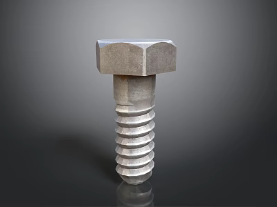 Silver Metal Bolt With Industrial Design And Chrome Finish Mechanical Fastener Component 3d model