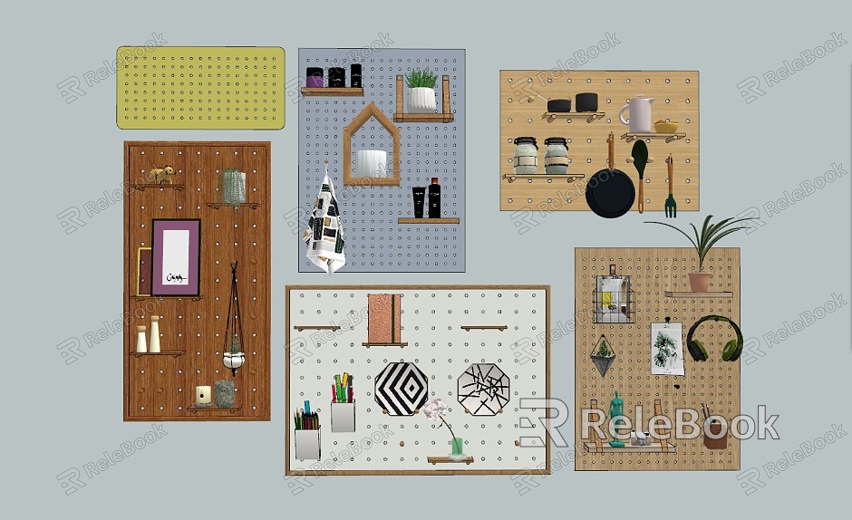 Modern wall shelf hole board model