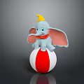 Cute Elephant Wearing Yellow Hat Sitting On Red And White Ball
