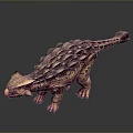 Realistic 3D Armored Dinosaur Model With Scaly Skin Horned Head And Dark Background