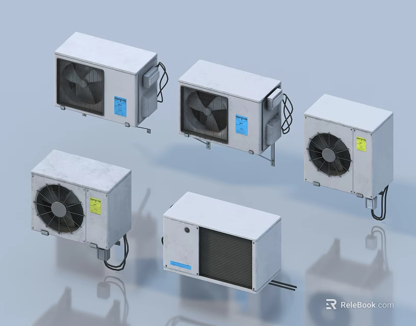 Multiple White Air Conditioner Fans With Efficient Cooling System Design 3d model