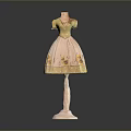 Yellow Floral V neck Dress on Pink Mannequin Stand Elegant Feminine Fashion