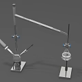 Scientific Laboratory Experimental Setup With Condenser Flask Retort Stand And Clamps