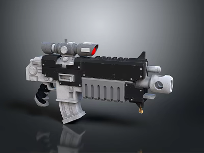 Futuristic Tactical Gun With Red Dot Scope And Mechanical Design Features 3d model
