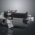 Futuristic Tactical Gun With Red Dot Scope And Mechanical Design Features 3d model