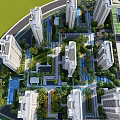 Modern Residential Landscape With Green Spaces Water Features And High Rise Buildings
