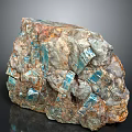 Wood Stone Natural Mineral With Blue Crystal Inclusions And Rough Surface Texture