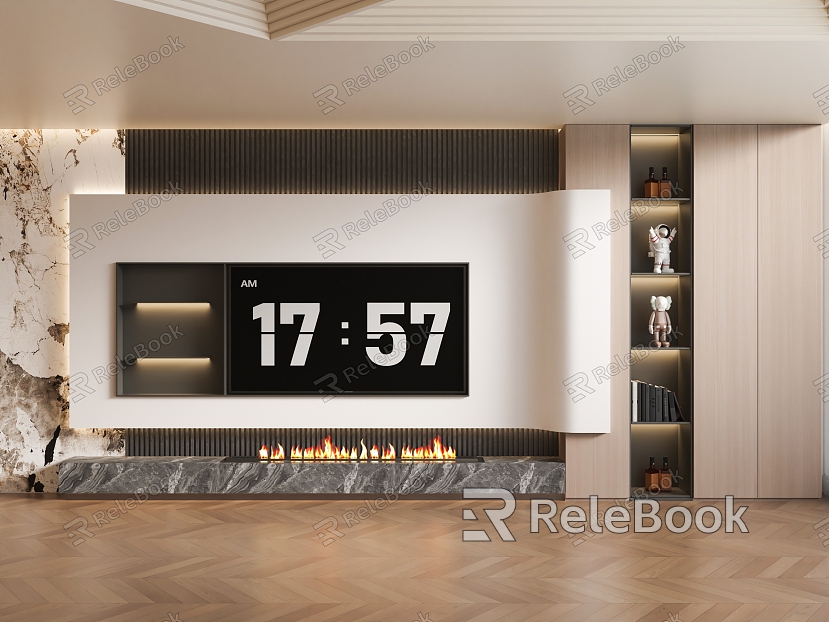 TV background wall TV cabinet Fireplace model