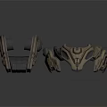 Futuristic Mechanical Components With Brown Black Geometric Design And Intricate Details