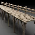 Simple Long Wooden Bridge With Railings Supporting Posts And Wooden Planks