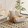 Modern Lazy Sofa Single Sofa Cream 3d model
