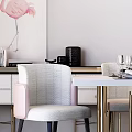 Modern Dining Table and Chair Combination Subcock Dining Table and Chair Tableware Side Cabinet Hanging Picture Decoration Chandelier 3d model