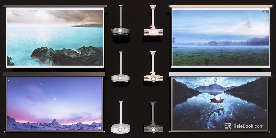 Projection Monitoring System With Multiple Projectors Projection Screens And Natural Scenery Displays 3d model 