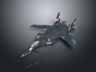 Modern Military Fighter Jet 3D Model With Dark Paint Scheme And Aerodynamic Wings 3d model