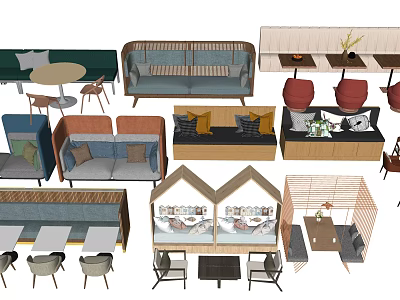 Modern Public Chairs With Diverse Design Styles And Comfortable Seating Elements 3d model