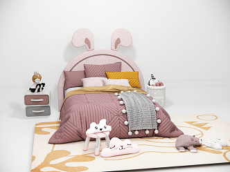 Modern children's bed cartoon bed 3d model